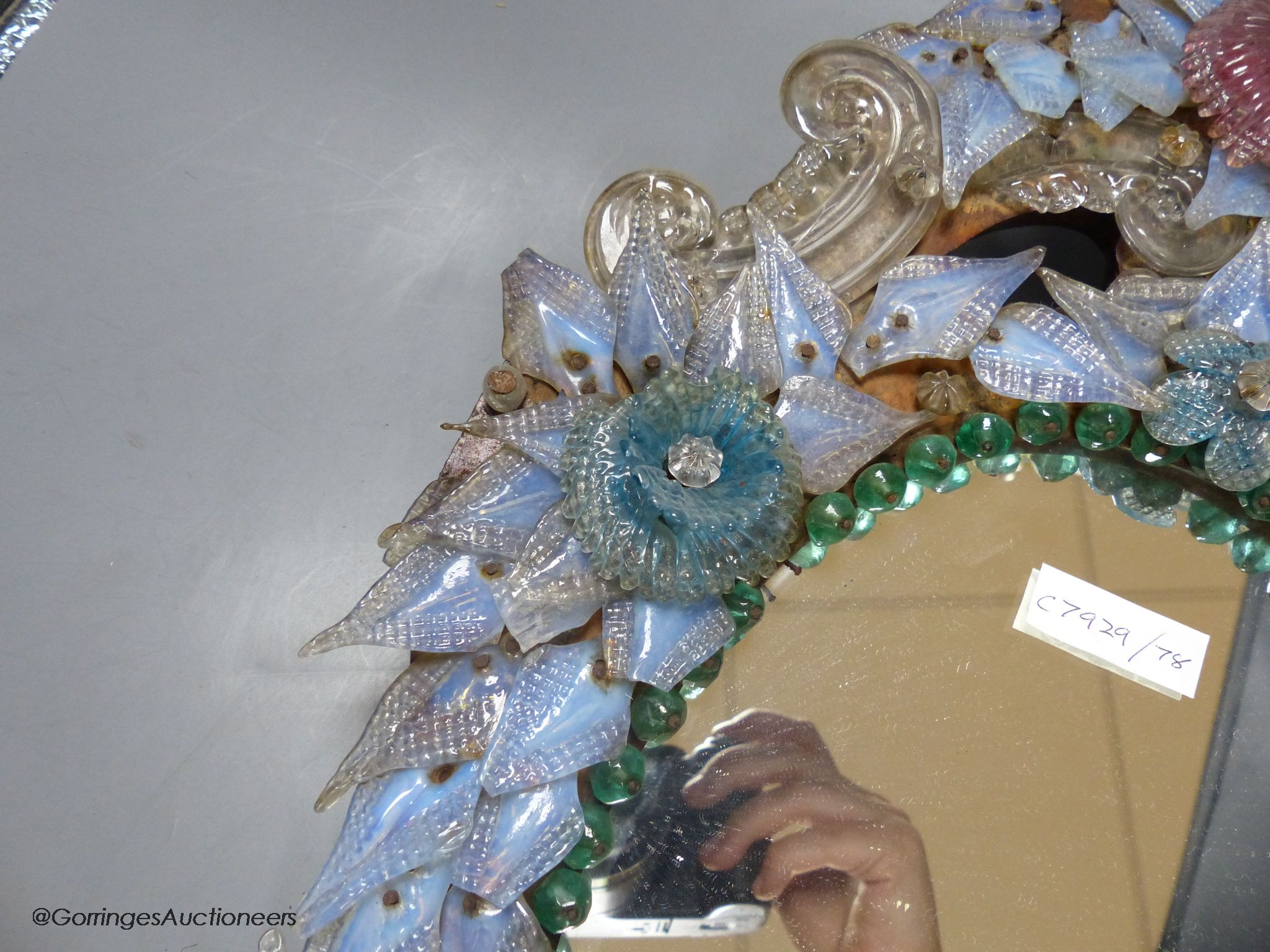 A 19th century Venetian coloured glass mirror